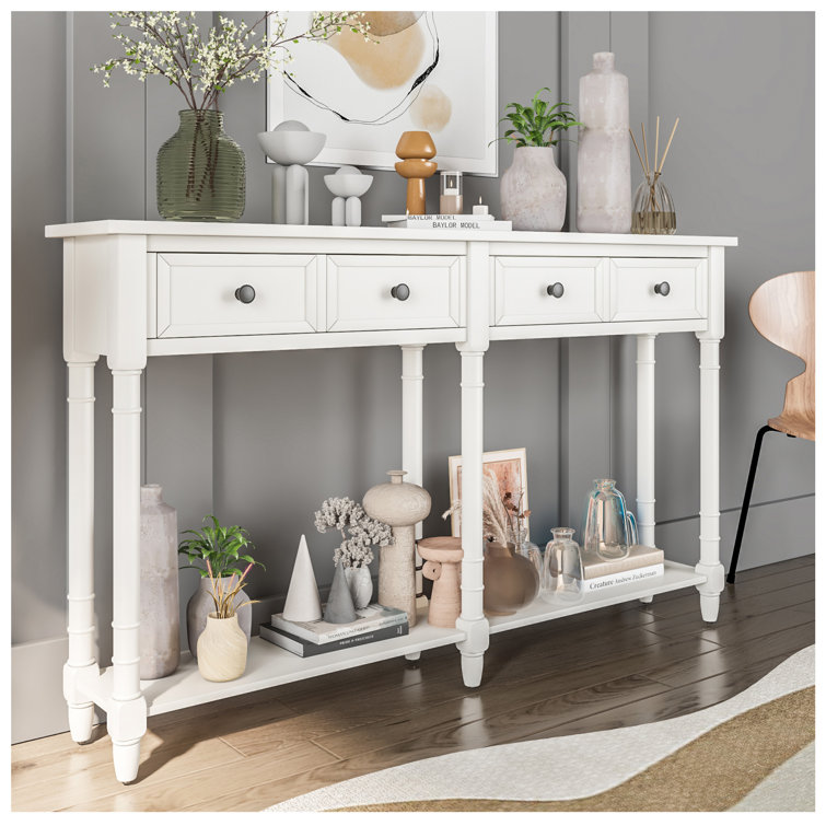 Ivory console deals table with drawers